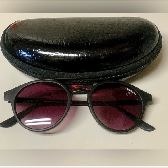 Unisex Matte Black Rim CARRERA Italian Sunglasses with Zippered Hard Case - Picture 8 of 13